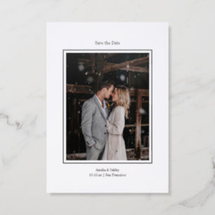Minimalist Border Classic Wedding Save the Date Letterpress Photo Cards