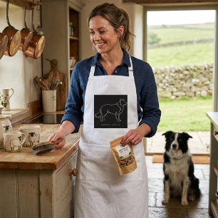 Minimalist Border Collie Line Art Dog Graphic Adult Apron