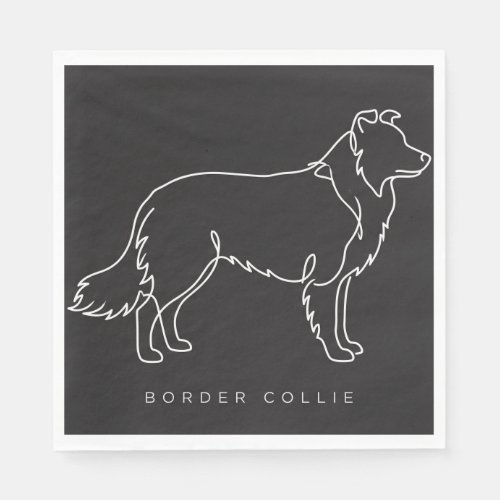 Minimalist Border Collie Line Art Dog Graphic  Napkins