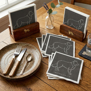 Minimalist Border Collie Line Art Dog Graphic Napkins