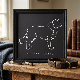 Minimalist Border Collie Line Art Dog Graphic  Poster