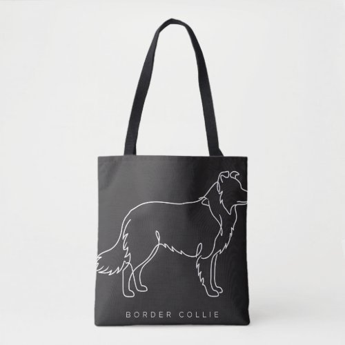 Minimalist Border Collie Line Art Dog Graphic  Tote Bag