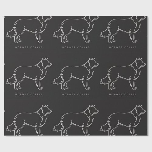 Minimalist Border Collie Line Art Dog Graphic  Wrapping Paper