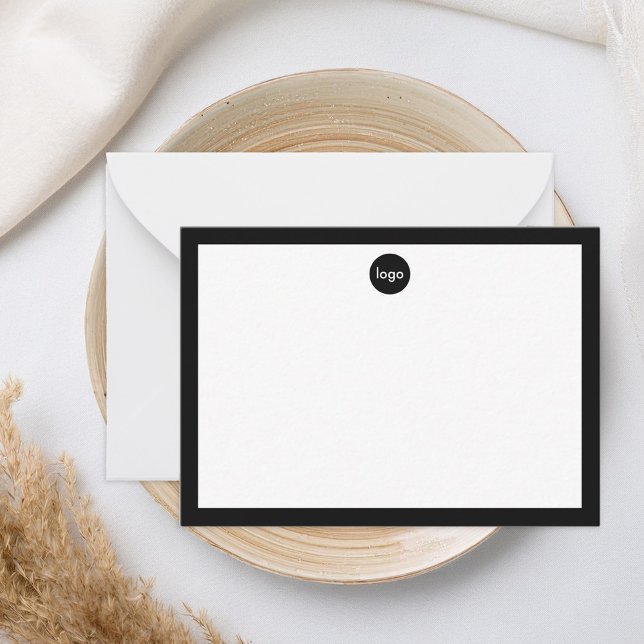 Minimalist Border Custom Logo Business Note Card (Creator Uploaded)