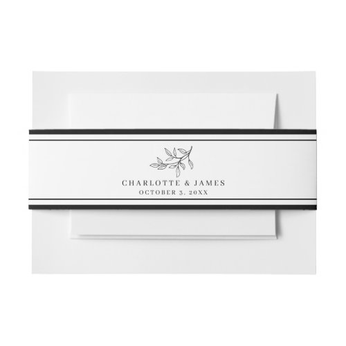 Minimalist Border Dainty Leaf Belly Band Invitatio