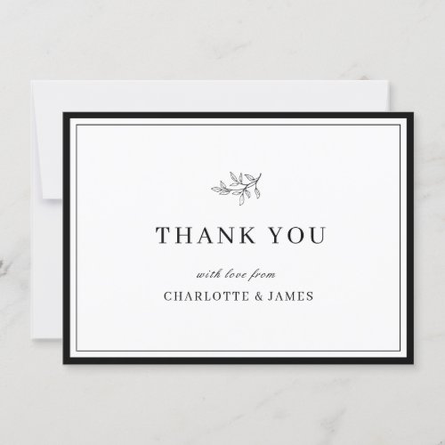 Minimalist Border Foliage Leaf Thank you Card