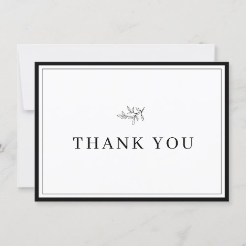 Minimalist Border Foliage Leaf Thank you Card