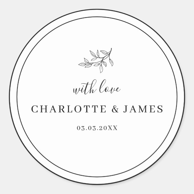 Minimalist Border Foliage Leaf Thank You Classic Round Sticker (Front)