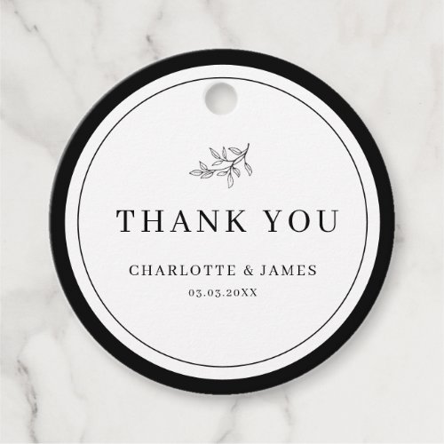 Minimalist Border Foliage Leaf Thank You Favor Tags