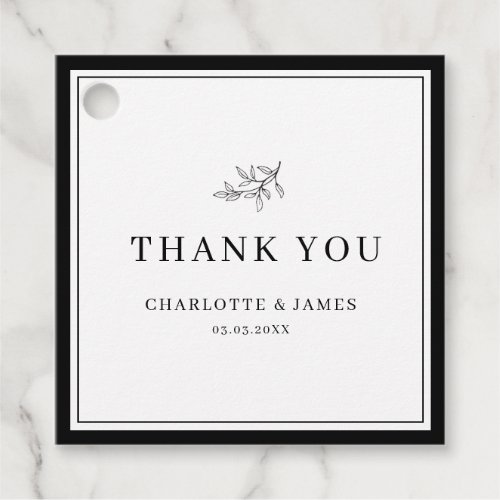 Minimalist Border Foliage Leaf Thank You Favor Tags