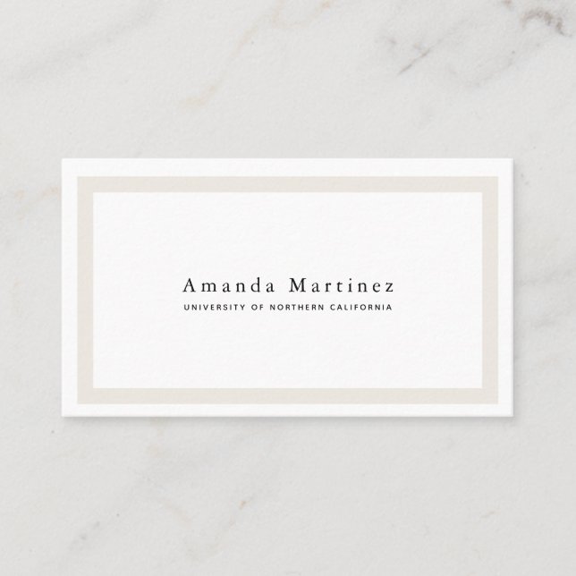 Minimalist Border Graduate Student Calling Card (Front)
