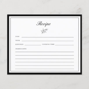 Minimalist Border Leaf Bridal Shower Recipe Card