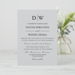 Minimalist Border Monogram Wedding Invitation