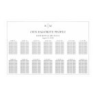 Minimalist Border Wedding 14 Table Seating Charts