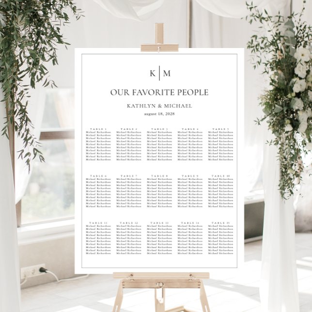 Minimalist Border Wedding 15 Table Seating Charts (Creator Uploaded)