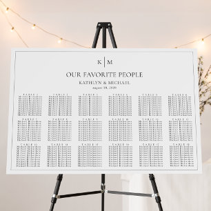 Minimalist Border Wedding 18 Table Seating Charts Foam Board