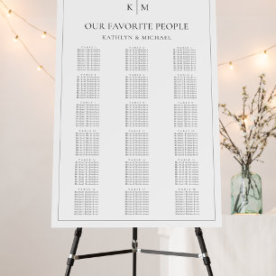 Minimalist Border Wedding 18 Table Seating Charts Foam Board