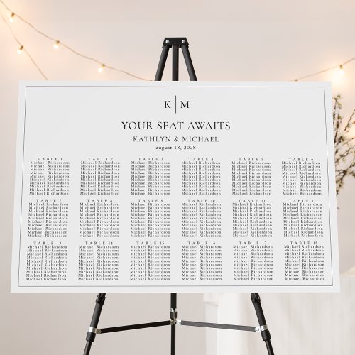 Minimalist Border Wedding 18 Table Seating Charts Foam Board