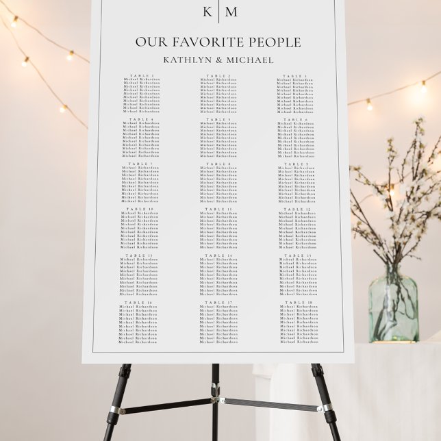 Minimalist Border Wedding 18 Table Seating Charts Foam Board (Creator Uploaded)