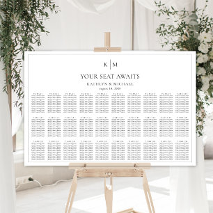 Minimalist Border Wedding 30 Table Seating Charts
