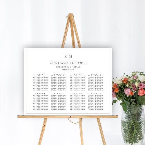 Minimalist Border Wedding 8 Table Seating Charts