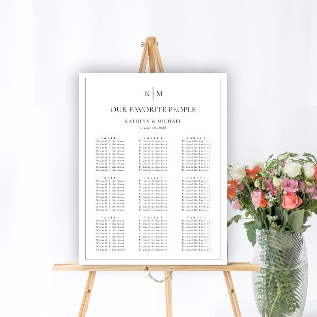 Minimalist Border Wedding 9 Table Seating Charts (Creator Uploaded)