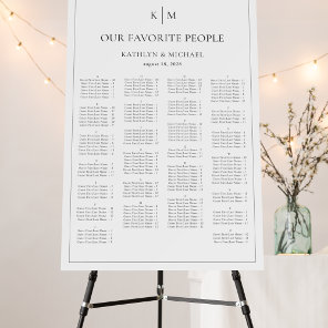 Minimalist Border Wedding Alphabetical Seating Foam Board