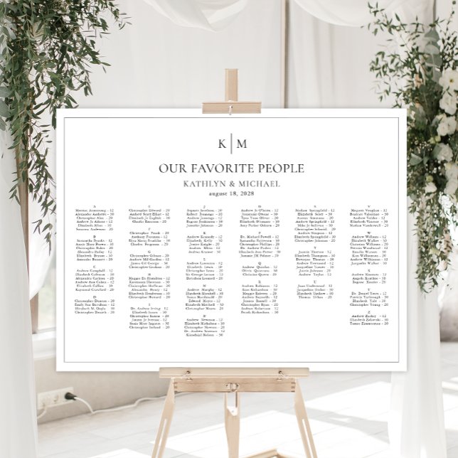 Minimalist Border Wedding Alphabetical Seating Poster (Creator Uploaded)