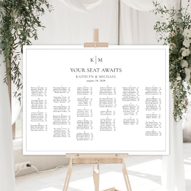 Minimalist Border Wedding Alphabetical Seating Poster (Creator Uploaded)