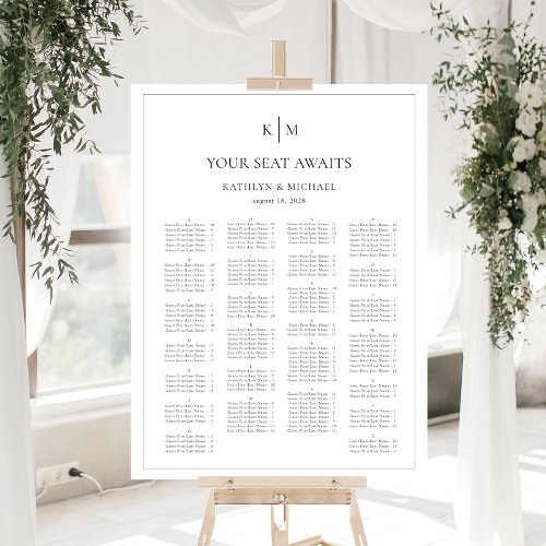 Minimalist Border Wedding Alphabetical Seating Poster