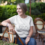 Minimalist Born in 1955 70th Birthday Party T-Shirt<br><div class="desc">Minimalist Born in 1955 70th Birthday Party.  Simple elegance. Easily personalise the text to your own requirements.</div>
