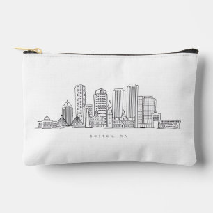 Minimalist Boston City Skyline Illustration Accessory Pouch