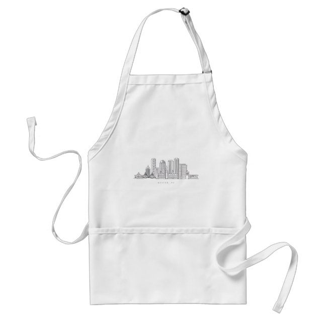 Minimalist Boston City Skyline Illustration Adult Apron (Front)