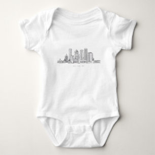 Minimalist Boston City Skyline Illustration Baby Bodysuit