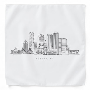 Minimalist Boston City Skyline Illustration Bandana