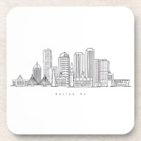 Minimalist Boston City Skyline Illustration