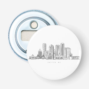 Minimalist Boston City Skyline Illustration Bottle Opener