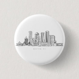 Minimalist Boston City Skyline Illustration Button