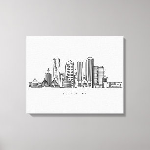 Minimalist Boston City Skyline Illustration Canvas Print