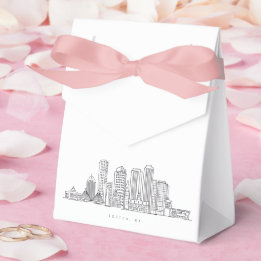 Minimalist Boston City Skyline Illustration Favor Boxes