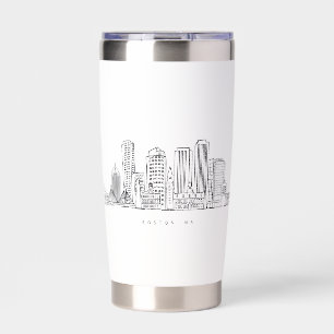 Minimalist Boston City Skyline Illustration Insulated Tumbler