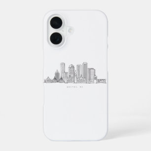 Minimalist Boston City Skyline Illustration iPhone 16 Case