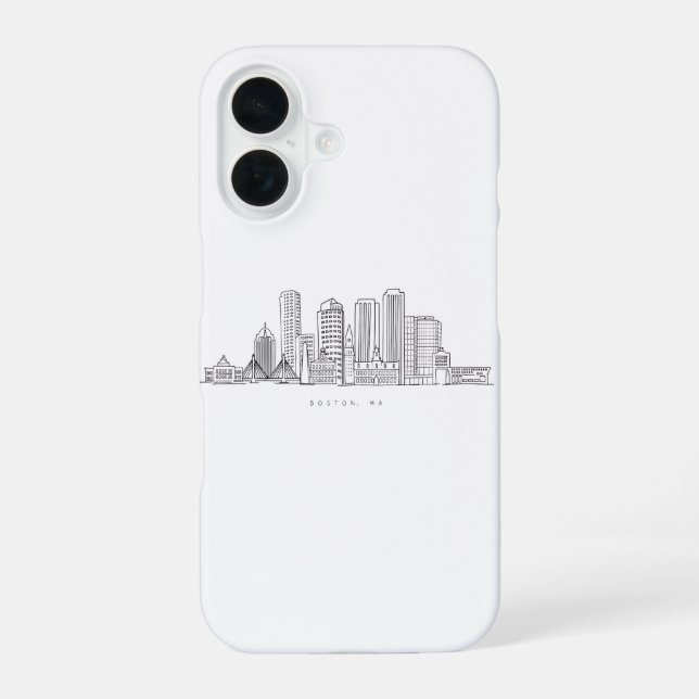 Minimalist Boston City Skyline Illustration iPhone Case (Back)