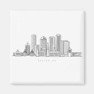 Minimalist Boston City Skyline Illustration Magnet