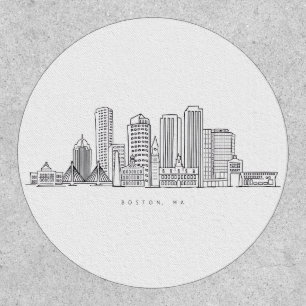 Minimalist Boston City Skyline Illustration Patch