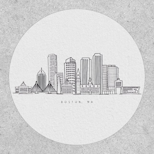 Minimalist Boston City Skyline Illustration Patch (Front)