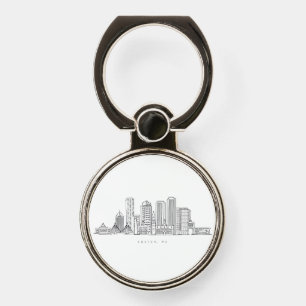 Minimalist Boston City Skyline Illustration Phone Ring Stand