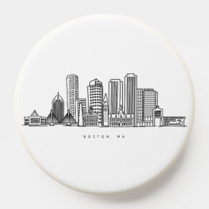 Minimalist Boston City Skyline Illustration PopSocket