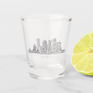 Minimalist Boston City Skyline Illustration Shot Glass