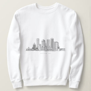 Minimalist Boston City Skyline Illustration Sweatshirt